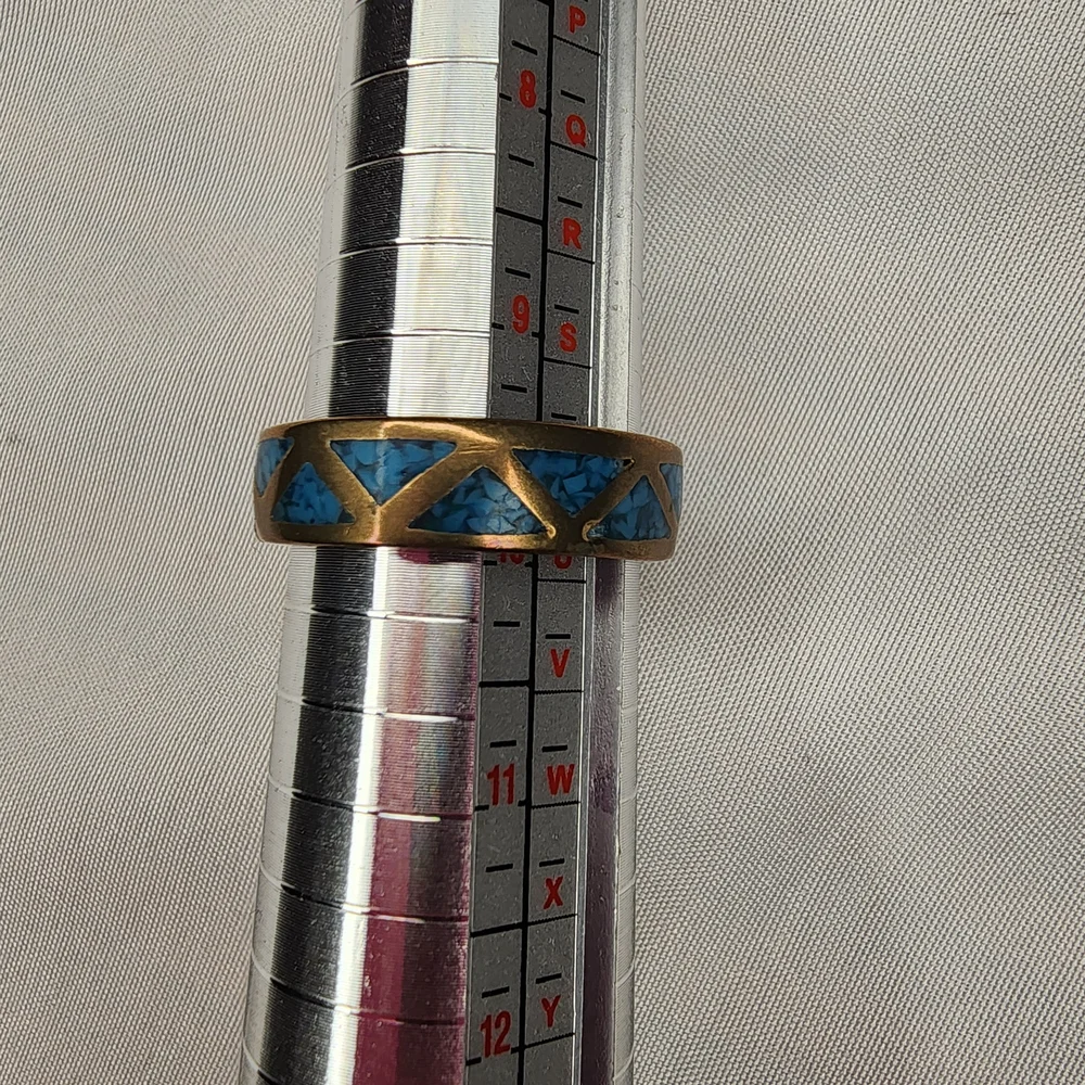 Vintage Turquoise Inlay Ring Size 9 3/4